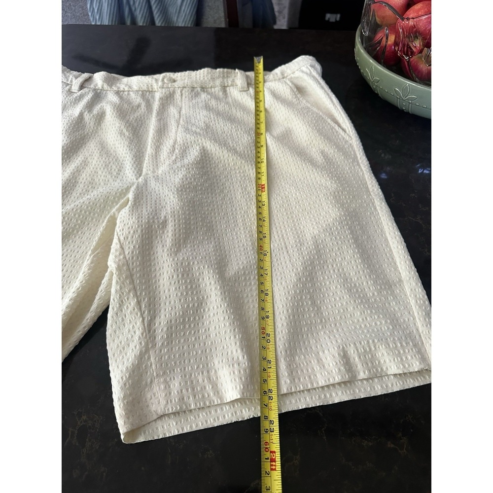 FootJoy Mens Seersucker Golf Shorts Cream White W40 Performance Stretch FJ Logo - Picture 4 of 10